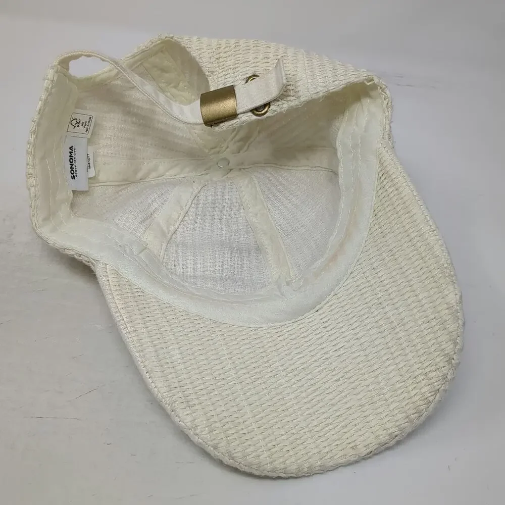 Sonoma Baseball Cap Beige One Size Woven Straw Texture Slideback Strap Hat